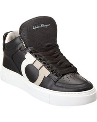 Ferragamo - Perforated Leather High-Top Sneakers - Lyst