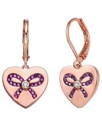 Rachel Glauber - 18k Rose Gold Plated Cz Love Earrings - Lyst