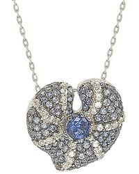 Suzy Levian - Floral 18k & Silver 1.82 Ct. Tw. Sapphire Necklace - Lyst