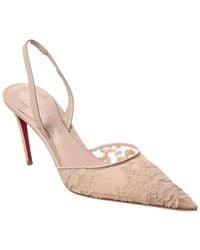 Christian Louboutin - Kate Max O Sling 85 Lace & Leather Slingback Pump - Lyst