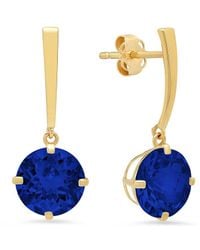 MaxColor - 14k 4.10 Ct. Tw. Lab-grown Blue Sapphire Drop Earrings - Lyst