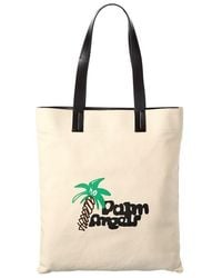 Palm Angels - "Sketchy" Canvas & Leather Shopping Bag - Lyst