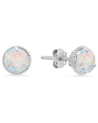 MaxColor - 14K 0.40 Ct. Tw. Lab-Grown Opal Halo Studs - Lyst