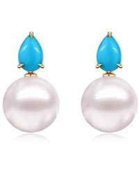 Kai Fine Jewelry - 14K 0.80 Ct. Tw. & 8-9Mmmm Pearl Drop Earrings - Lyst