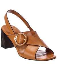 Tory Burch - Multi Logo Leather Slingback Sandal - Lyst