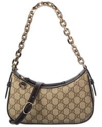 Gucci - Gg Emblem Small Gg Supreme Canvas & Leather Shoulder Bag - Lyst
