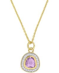 Rina Limor - 14k 0.51 Ct. Tw. Diamond & Purple Sapphire Halo Pendant Necklace - Lyst