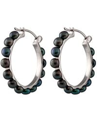 Splendid - Silver 4-5mm Freshwater Pearl Hoop Earrings - Lyst