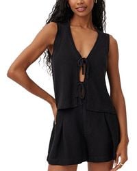 Bella Dahl - Linen-Blend Tie Front Vest - Lyst