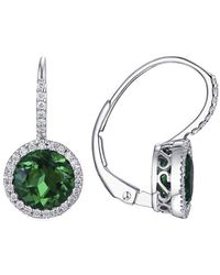 Diana M. Jewels - Fine Jewelry 14k 6.70 Ct. Tw. Diamond & Emerald & Corundum Halo Earrings - Lyst