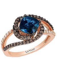 Le Vian - 14k Rose Gold 1.90 Ct. Tw. Diamond & London Blue Topaz Ring - Lyst