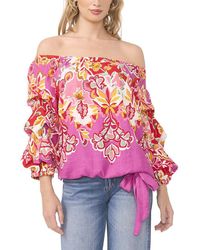 Vince Camuto - Off Shoulder Balloon Sleeve Linen-Blend Top - Lyst