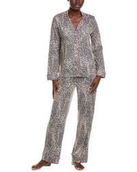 DKNY - 2Pc Long Sleeve Notch Top & Pant Sleep Set - Lyst