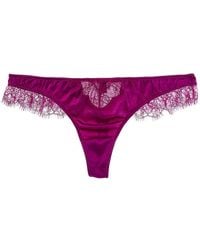 Kiki de Montparnasse - Lace Inset Silk-Blend Thong - Lyst