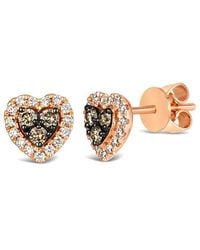 Le Vian - Le Vian Chocolate Hearts 14k Rose Gold 0.35 Ct. Tw. Diamond Earrings - Lyst