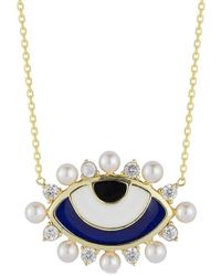 Glaze Jewelry - 14k Over Silver Pearl Cz Evil Eye Necklace - Lyst