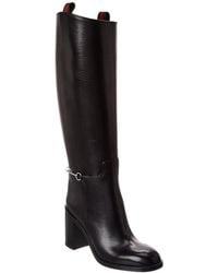 Gucci - Horsebit Leather Knee-High Boot - Lyst