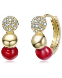 Rachel Glauber - 14K Plated Cz Hoop Earrings - Lyst
