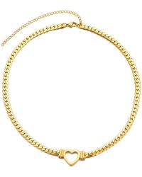 Adornia - 18K Plated Flat Curb Chain Heart Necklace - Lyst