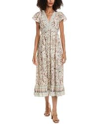 Max Studio - Flutter Sleeve V-Neck Empire Waist Midi Dress - Lyst