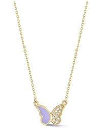 Ember Fine Jewelry - 14K 0.07 Ct. Tw. Diamond Enamel Butterfly Necklace - Lyst