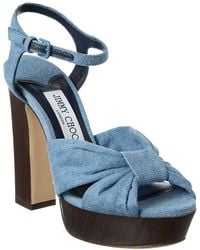 Jimmy Choo - Heloise 120 Denim Platform Sandal - Lyst