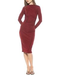 Alexia Admor - Kim Draped Midi Sheath Dress - Lyst