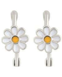 Sterling Forever - Stella Flower Micro Hoop Earrings - Lyst