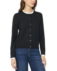 Cece - Double Trim Long Sleeve Crew Neck Cardigan - Lyst
