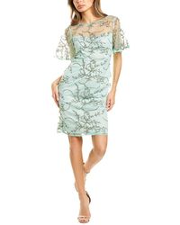 Adrianna Papell Embroidered Sheath Dress - Green