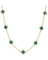Italian Gold - 14k Malachite Clover Necklace - Lyst