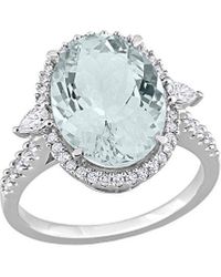 Rina Limor - 14k 6.07 Ct. Tw. Diamond & Aquamarine Halo Cocktail Ring - Lyst