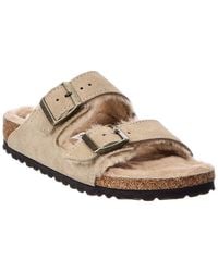 Birkenstock - Arizona Suede & Shearling Sandal - Lyst