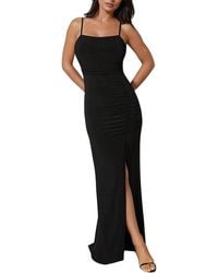 Bebe - Ruched High Slit Solid Dress - Lyst