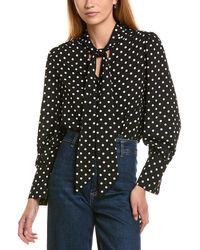 Laundry by Shelli Segal - Malibu Dot Tie Neck Popover Blouse - Lyst