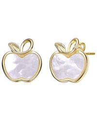 Genevive Jewelry - Pearl Cz Stud Earrings - Lyst