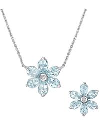 Rina Limor - 14k 4.60 Ct. Tw. Diamond & Aquamarine Floral Jewelry Set - Lyst