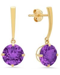 MaxColor - 14k 2.60 Ct. Tw. Amethyst Drop Earrings - Lyst