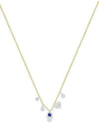 Meira T - 14K Two-Tone 0.18 Ct. Tw. Diamond & Ble Saphhire Hamsa Necklace - Lyst