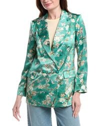 L'Agence - Taryn Double-Breasted Silk Blazer - Lyst