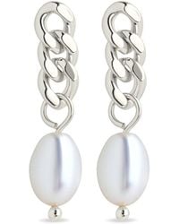 Sterling Forever - Pearl Hana Chain Drop Earrings - Lyst