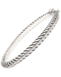 Diamond Select Cuts - Silver & Steel 0.1 Ct. Tw. Diamond Bangle Bracelet - Lyst