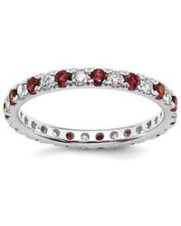 Lab Grown Gemstones - 14K 1.20 Ct. Tw. Lab-Grown Diamond & Lab-Grown Ruby Eternity Ring - Lyst