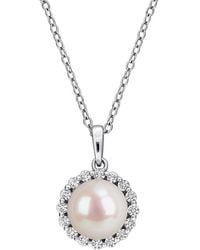 Rina Limor - 0.32 Ct. Tw. Lab-Grown Created Sapphire & 8-8.5 Mm Pearl Halo Necklace - Lyst