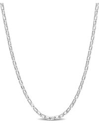Italian Silver - Fancy Rectangular Rolo Chain Necklace - Lyst