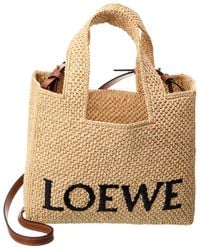 Loewe - Font Small Raffia Tote - Lyst