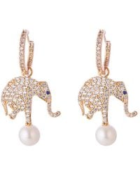 Eye Candy LA - Luxe Collection Elephant Luck Cubic Zirconia Crystal Dangle Earrings - Lyst