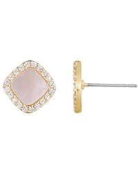 Adornia - 14K Plated Mother Of Pearl Cz Halo Stud Earrings - Lyst