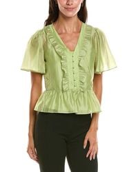 Vince Camuto - V-Neck Double Ruffle Button-Down Shirt - Lyst