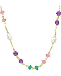 Rina Limor - 4.65 Ct. Tw. Amethyst, Onyx And Tourmaline & 4-5.5 Mm Pearl Bead Station Necklace - Lyst